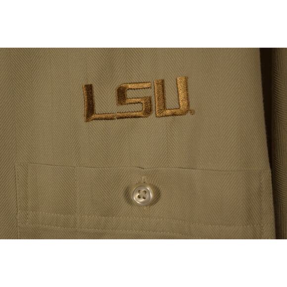 LSU Beige Roundtree & Yorke Dress Shirt Button-up Career Casual Long Sleeve Nice - Picture 2 of 10